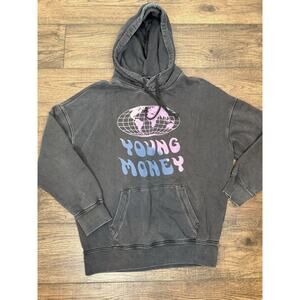 AE X Young Money Pullover Hoodie Lil Wayne Gray Drop Shoulder Fit Mens Size M